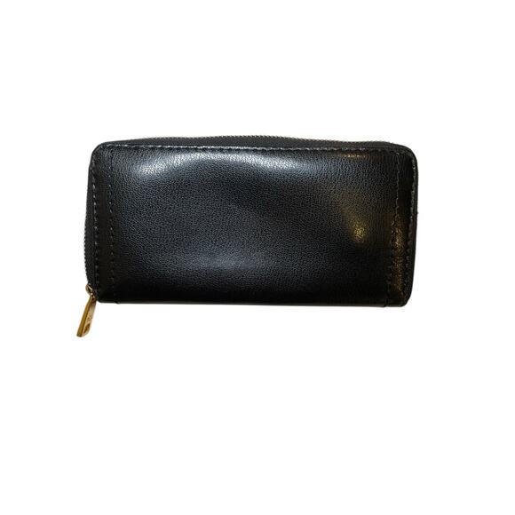 Ralph Lauren Black Leather & Gold Plate Full Zipper Women's Card Wallet - Picture 10 of 14